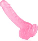 7 Inch Soft Pink Dildo, Realistic Silicone Medium Anal Dildos Stimulation Vaginal G-Spot and Anal, Safe Material Lifelike Men Penis with Strong Suction Cup, Adult Sex Toys for Women/Beginner Sexual