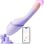 Simulated silicone dick vibrating thrust heating, remotely controlled sucking and licking vibrator toy, with a strong suction cup, freeing your hands WVB72 (purple).