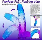 8 Inch Blue Purple Dildo, Soft Dildos Sex Toy with Strong Suction Cup, Adult Toys for Vaginal G-Spot and Anal Play, Waterproof Flexible Lifelike Penis for Women Men Beginners Couples - Image 2